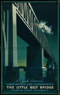 7g0204 DSB 25x39 Danish travel poster 1951 Danske Statsbaner, art of Little Belt Bridge!