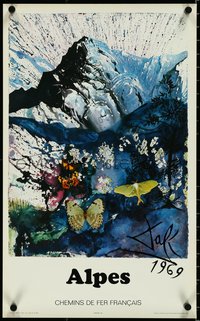 7g0748 FRENCH NATIONAL RAILROADS 15x24 French travel poster 1970 Alpes by Salvador Dali, ultra rare!