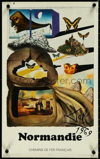 7g0746 FRENCH NATIONAL RAILROADS 15x24 French travel poster 1970 Normandie by Salvador Dali, ultra rare!