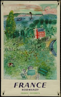 7g0206 FRENCH NATIONAL RAILROADS 24x39 French travel poster 1952 Normandy by Raoul Dufy, ultra rare!