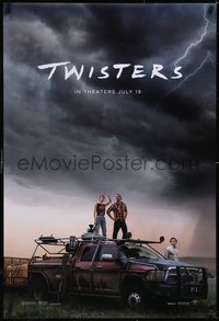 7g0529 TWISTERS teaser DS 1sh 2024 image of storm and cast on tornado chasing truck, ultra rare!