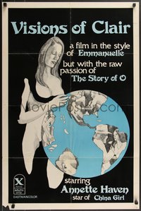 7g0536 VISIONS OF CLAIR 25x38 1sh 1977 Annette Haven, sex in the style of Emmanuelle, ultra rare!