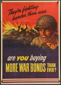 7g0807 THEY'RE FIGHTING HARDER THAN EVER 20x28 WWII war poster 1943 Hewitt artwork of soldier!