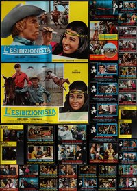 7h0768 LOT OF 63 FORMERLY FOLDED ITALIAN 19X27 PHOTOBUSTAS 1960s-1970s a variety of movie scenes!