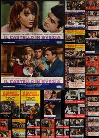 7h0786 LOT OF 49 FORMERLY FOLDED ITALIAN 19X27 PHOTOBUSTAS 1960s-1970s a variety of movie scenes!