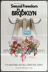 7h0399 LOT OF 13 FORMERLY TRI-FOLDED SINGLE-SIDED 27X41 SEXUAL FREEDOM IN BROOKLYN ONE-SHEETS 1971