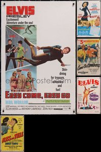 7h0588 LOT OF 6 FORMERLY FOLDED 27X41 BACKED ONE-SHEETS 1940s-1960s a variety of cool movie images!