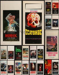 7h0870 LOT OF 21 FORMERLY FOLDED HORROR/SCI-FI ITALIAN LOCANDINAS 1970s-1990s cool movie images!