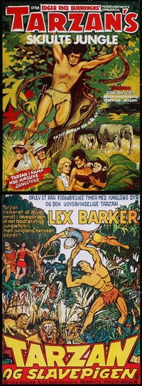 7h0056 LOT OF 4 UNFOLDED TARZAN R1970S DANISH POSTERS R1970s from Slave Girl & Hidden Jungle!