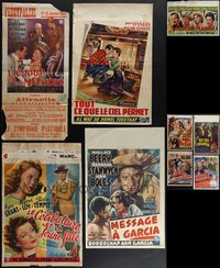 7h0800 LOT OF 9 FORMERLY FOLDED BELGIAN POSTERS 1950s-1960s a variety of cool movie images!