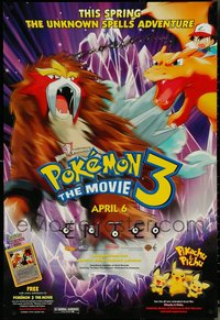 7h0563 LOT OF 6 UNFOLDED DOUBLE-SIDED 27X40 POKEMON 3: THE MOVIE ADVANCE ONE-SHEETS 2001 anime!