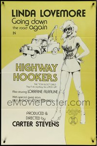 7h0515 LOT OF 8 FORMERLY TRI-FOLDED SINGLE-SIDED 27X41 HIGHWAY HOOKERS ONE-SHEETS 1976 sexy art!