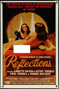 7h0288 LOT OF 22 FORMERLY TRI-FOLDED SINGLE-SIDED REFLECTIONS ONE-SHEETS 1977 sexy Annette Haven!