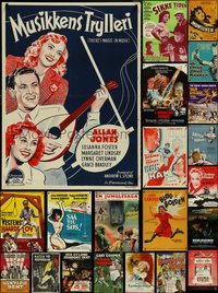 7h0104 LOT OF 28 FORMERLY FOLDED DANISH POSTERS 1940s-1980s a variety of cool movie images!