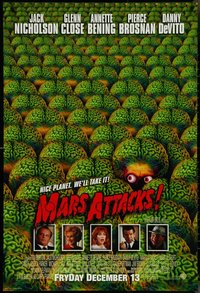 7h0625 LOT OF 5 UNFOLDED DOUBLE-SIDED 27X40 MARS ATTACKS! INTERNATIONAL ALIENS STYLE ADVANCE ONE-SHEETS 1996