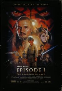 7h0592 LOT OF 5 UNFOLDED SINGLE-SIDED PHANTOM MENACE STYLE B FAN CLUB ONE-SHEETS 1999