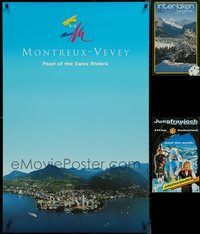 7h0040 LOT OF 3 UNFOLDED SWITZERLAND TRAVEL POSTERS 1980s-1990s images of the Swiss Riviera & more!