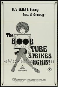 7h0313 LOT OF 20 FORMERLY TRI-FOLDED SINGLE-SIDED 27X41 BOOB TUBE STRIKES AGAIN ONE-SHEETS 1975