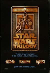 7h0412 LOT OF 12 UNFOLDED SINGLE-SIDED 27X40 STAR WARS TRILOGY STYLE F ONE-SHEETS 1997 cool art!