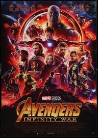 7h0189 LOT OF 5 UNFOLDED AVENGERS: INFINITY WAR ITALIAN ONE-SHEETS 2018 Marvel superhero montage!