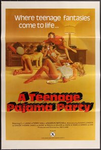 7h0535 LOT OF 7 FORMERLY TRI-FOLDED SINGLE-SIDED TEENAGE PAJAMA PARTY ONE-SHEETS 1977 sexy art!