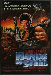 7h0352 LOT OF 16 UNFOLDED SINGLE-SIDED HANDS OF STEEL ONE-SHEETS 1986 guardian of the future!