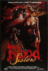 7h0594 LOT OF 5 UNFOLDED SINGLE-SIDED BLOOD SISTERS ONE-SHEETS 1987 sexy horror art!