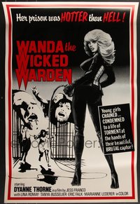 7h0714 LOT OF 3 FORMERLY TRI-FOLDED SINGLE-SIDED WANDA THE WICKED WARDEN ONE-SHEETS 1977 sexy!