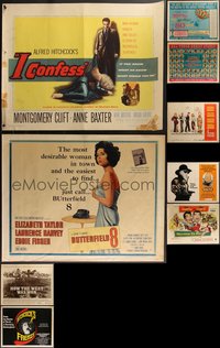 7h0748 LOT OF 9 FORMERLY FOLDED & UNFOLDED HALF-SHEETS 1950s-1970s a variety of movie images!