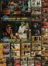 7h0767 LOT OF 64 FORMERLY FOLDED ITALIAN 19X27 PHOTOBUSTAS 1950s-1960s a variety of movie scenes!