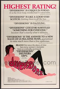 7h0389 LOT OF 14 FORMERLY TRI-FOLDED SINGLE-SIDED 27X41 DIVERSIONS ONE-SHEETS 1976 sexy art!