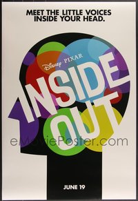 7h0633 LOT OF 5 UNFOLDED DOUBLE-SIDED 27X40 INSIDE OUT HEAD STYLE ADVANCE ONE-SHEETS 2015 Disney!