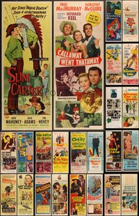 7h0819 LOT OF 25 FORMERLY FOLDED MOSTLY 1950s INSERTS 1950s great images from a variety of movies!