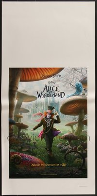 7h0911 LOT OF 10 FORMERLY FOLDED ALICE IN WONDERLAND ITALIAN LOCANDINAS 2010 Disney, Tim Burton!