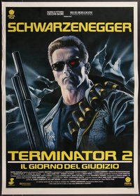 7h0192 LOT OF 2 UNFOLDED TERMINATOR 2 ITALIAN ONE-SHEETS 1991 Casaro art of Arnold Schwarzenegger!