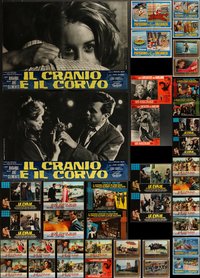 7h0764 LOT OF 66 FORMERLY FOLDED 1960s-1970s ITALIAN 19X27 PHOTOBUSTAS 1960s-1970s movie scenes!