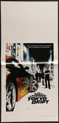 7h0883 LOT OF 14 FORMERLY FOLDED FAST & THE FURIOUS: TOKYO DRIFT ITALIAN LOCANDINAS 2006 cool cars!