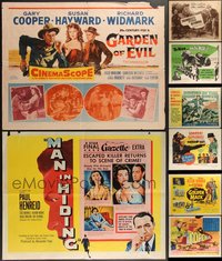 7h0746 LOT OF 10 FORMERLY FOLDED HALF-SHEETS 1950s great images from a variety of movies!