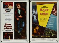 7h0480 LOT OF 9 UNFOLDED DOUBLE-SIDED R2005 JAMES DEAN ONE-SHEETS R2005 Rebel, Giant, Eden!