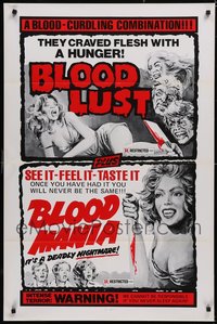 7h0720 LOT OF 3 FORMERLY TRI-FOLDED SINGLE-SIDED 27X41 BLOODLUST/BLOOD MANIA ONE-SHEETS 1970s