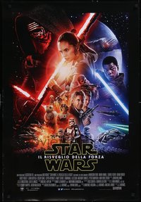 7h0188 LOT OF 5 UNFOLDED FORCE AWAKENS ITALIAN ONE-SHEETS 2015 Star Wars, cool cast montage art!