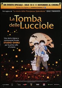 7h0184 LOT OF 6 UNFOLDED GRAVE OF THE FIREFLIES ITALIAN ONE-SHEETS 2015 Studio Ghibli anime!