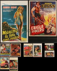 7h0802 LOT OF 10 MOSTLY FORMERLY FOLDED BELGIAN POSTERS 1950s-1960s a variety of movie images!