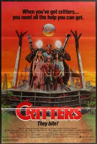 7h0692 LOT OF 4 FORMERLY TRI-FOLDED SINGLE-SIDED 27X41 CRITTERS ONE-SHEETS 1986 cool sci-fi art!