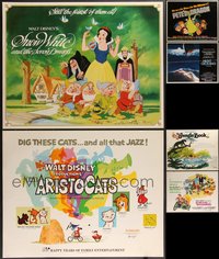 7h0749 LOT OF 6 UNFOLDED WALT DISNEY HALF-SHEETS 1970s-1980s Snow White, Jungle Book & more!