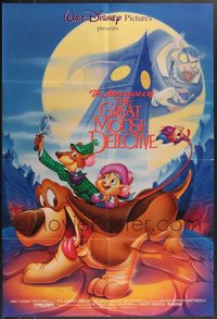 7h0518 LOT OF 8 FORMERLY FOLDED DOUBLE-SIDED 27X40 GREAT MOUSE DETECTIVE R92 ONE-SHEETS R1992 Disney