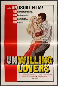 7h0326 LOT OF 19 FORMERLY TRI-FOLDED SINGLE-SIDED 27X41 UNWILLING LOVERS ONE-SHEETS 1977 sexy art!