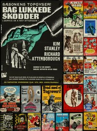 7h0100 LOT OF 32 FORMERLY FOLDED DANISH POSTERS 1950s-1970s a variety of cool movie images!