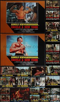 7h0794 LOT OF 33 FORMERLY FOLDED 1970s-1980s ITALIAN 19X27 PHOTOBUSTAS 1970s-1980s movie scenes!