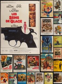 7h0070 LOT OF 26 FORMERLY FOLDED FRENCH 23X32 POSTERS 1950s-1980s a variety of cool movie images!